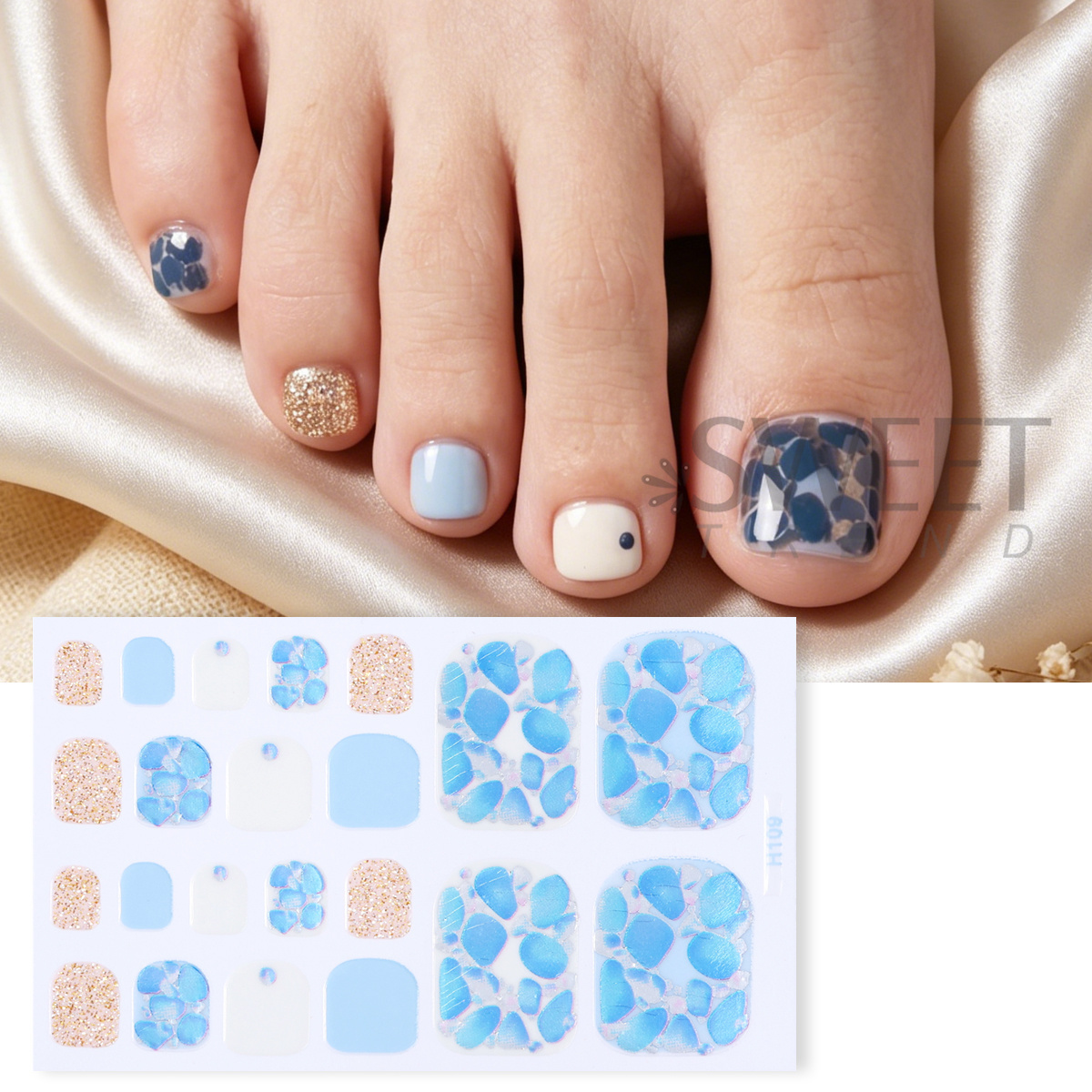 5pcs Elegant Rhinestone Design - Full Cover Adhesive 评论和价格