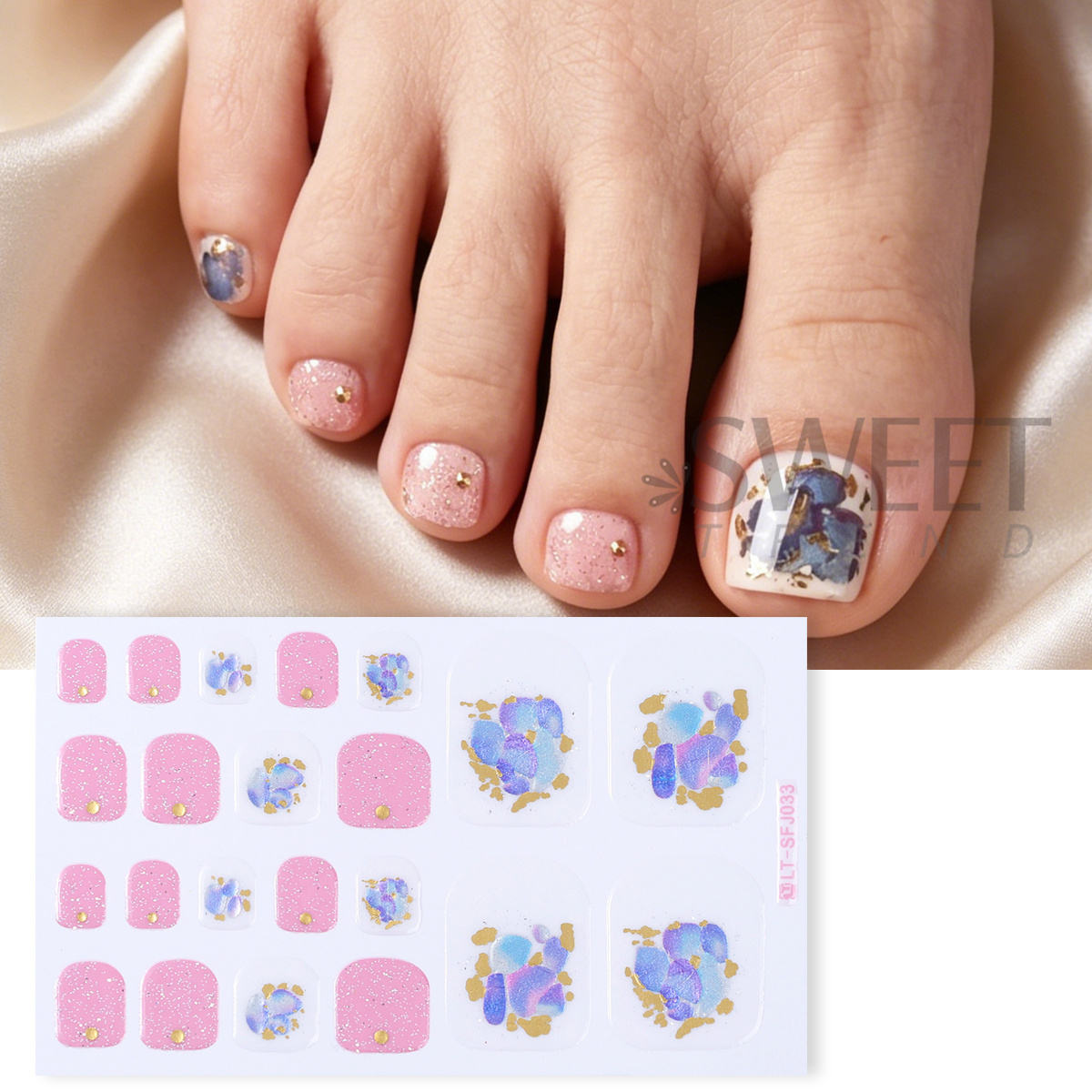 5pcs Elegant Rhinestone Design - Full Cover Adhesive 评论和价格